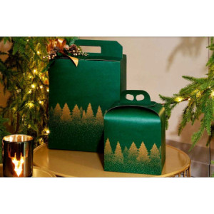Scatola Segreto Porta Panettone Grafica Green Forest con Cordini 245x245H150 mm 5 Pezzi [f2f5603b]