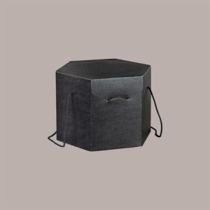 Scatola Segreto Porta Panettone Esagonale Grafica Seta Nero con Cordini 245x245H180 mm 5 pezzi [31ed2c39]
