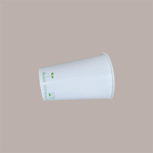 100 Pz Bicchiere Bibita Carta Bianco Biodegradabile Compost 420cc