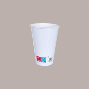 100 Pz Bicchiere Bibita Carta Bianco Biodegradabile Compost 420cc [cf901776]