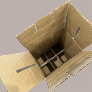 Scatola Automontante Porta 6 Bottiglie con Stampa e Sezioni Interne 200x139x305H mm 10 pezzi
