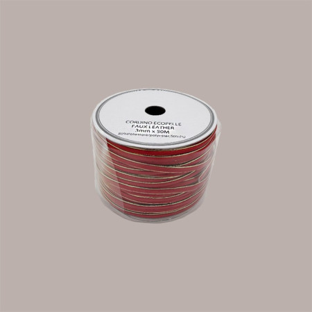 Cordino in Ecopelle Finta Pelle Rosso e Oro per Confezioni Regalo 3 mmx50 mt 2 Pezzi [48338c0e]