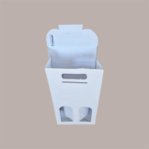 10 Pz Scatola Astuccio Porta 2 Bottiglie 750 ml Olio Vino in Cartoncino Bianco grafica effetto pelle 180x90H385mm [f1ceb008]