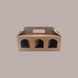 Scatola Astuccio Porta 3 Vasetti Confetture e Creme in Cartoncino Avana 250x80H90mm 10 pezzi [def84288]