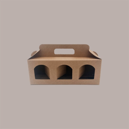 Scatola Astuccio Porta 3 Vasetti Confetture e Creme in Cartoncino Avana 250x80H90mm 10 pezzi [def84288]