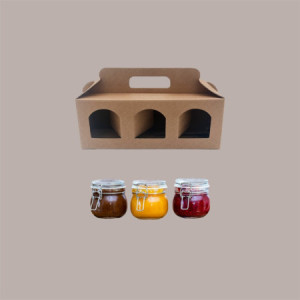 Scatola Astuccio Porta 3 Vasetti Confetture e Creme in Cartoncino Avana 250x80H90mm 10 pezzi