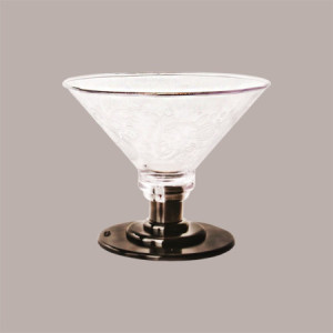Coppa EIS Riutilizzabile in Plexiglass Trasparente con Base Nera, Ideale per Gelato, 600 cc [a9b4a293]
