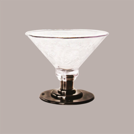 Coppa EIS Riutilizzabile in Plexiglass Trasparente con Base Nera, Ideale per Gelato, 600 cc [a9b4a293]
