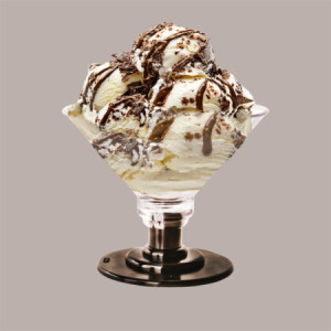 Coppa EIS Riutilizzabile in Plexiglass Trasparente con Base Nera, Ideale per Gelato, 600 cc