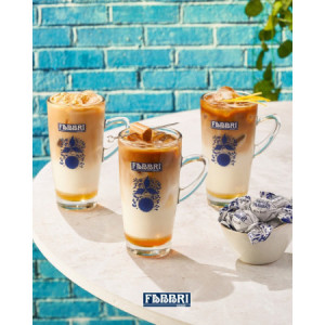 Starter Set Iced Latte Fabbri con 4 Sciroppi 1 L e set 6 Bicchieri Latte