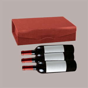 Scatola Gift Lusso Porta 3 Bottiglie Seta Bordeaux 340x270x90 mm 10 Pezzi
