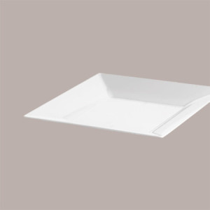 Piatto Spigolo Riutilizzabile PS Polistirene Bianco 27x27 cm 25 Pezzi [041e99f1]
