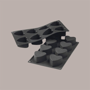Stampo in Silicone Nero a Forma di Cuore x 8 Porzioni Ideale per Dessert D 60 mm H 35 mm [0b104cac]