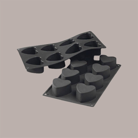 Stampo in Silicone Nero a Forma di Cuore x 8 Porzioni Ideale per Dessert D 60 mm H 35 mm [0b104cac]
