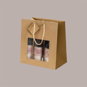 Shopper Busta Carta Kraft Lusso Avana Ideale come Portabottiglie 250/500 ml Birra 22,5+15x26 cm 10 pezzi [95113cd3]
