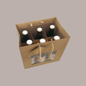 Shopper Busta Carta Kraft Lusso Avana Ideale come Portabottiglie 250/500 ml Birra 22,5+15x26 cm 10 pezzi [45337843]