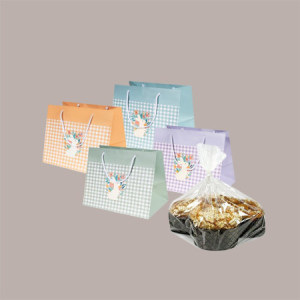 Shoppers Elegante Regalo Porta Colomba Grafica Quadretti Mix 32 + 22 x 26 cm 12 Pz