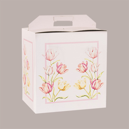 Scatola Confezione Regalo Porta Dolce e Porta Colomba Grafica con Tulipani 330x250x350 mm 10 Pezzi [36387cde]