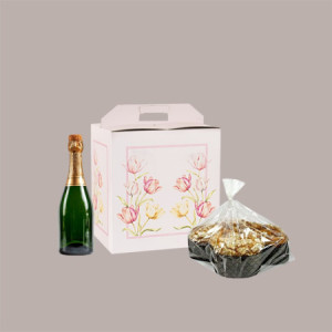 Scatola Confezione Regalo Porta Dolce e Porta Colomba Grafica con Tulipani 330x250x350 mm 10 Pezzi