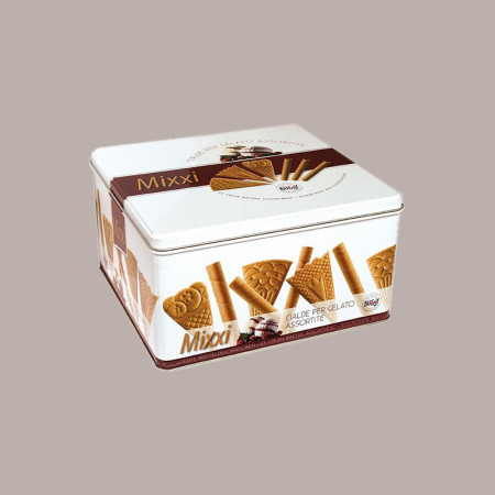 Mixxi Cialde Wafer Sigarette e Ventagli Assortiti per Gelato in Latta Bussy 180 pezzi [d4a232d8]
