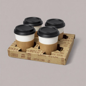 Vassoio Cestino Speed Porta 4 Bicchieri per Cappuccino 7oz 100 Pezzi