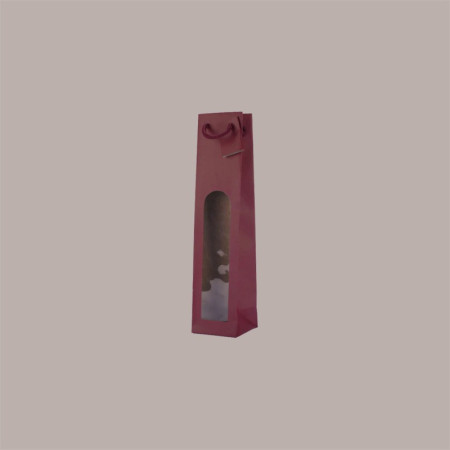 Shopper Busta in Carta per Bottiglie 250/500 ml  di Olio e Liquori Bordeaux Edition con Finestra 7,2+6,8x31 cm 20 Pez [194bced9]