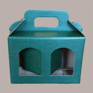 Scatola Astuccio Porta 2 Vasetti Salse Creme in Cartoncino Seta Verde 170x80H120mm 10 Pezzi