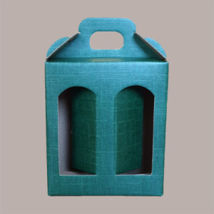 Scatola Astuccio Porta 3 Vasetti Salse Creme in Cartoncino Seta Verde 130x60H150mm 10 Pezzi