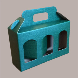 Scatola Astuccio Porta 3 Vasetti Salse Creme in Cartoncino Seta Verde 190x60H120mm 10 Pezzi [c5b850ad]