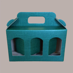 Scatola Astuccio Porta 3 Vasetti Salse Creme in Cartoncino Seta Verde 190x60H120mm 10 Pezzi