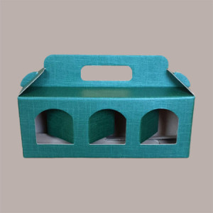 Scatola Astuccio Porta 3 Vasetti Salse Creme in Cartoncino Seta Verde 250x80H90mm 10 Pezzi