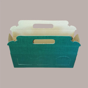 Scatola Astuccio Porta 3 Vasetti Salse Creme in Cartoncino Seta Verde 250x80H90mm 10 Pezzi [3b949ebf]