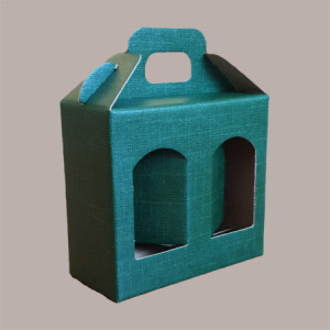 Scatola Astuccio Porta 2 Vasetti Salse Creme in Cartoncino Seta Verde 130x60H120mm 10 Pezzi [0044b809]