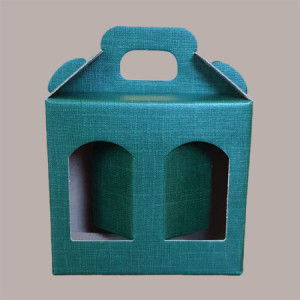 Scatola Astuccio Porta 2 Vasetti Salse Creme in Cartoncino Seta Verde 130x60H120mm 10 Pezzi