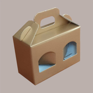 Scatola Astuccio Porta 2 Vasetti Salse Creme in Cartoncino Seta Oro 130x60H90mm 10 Pezzi