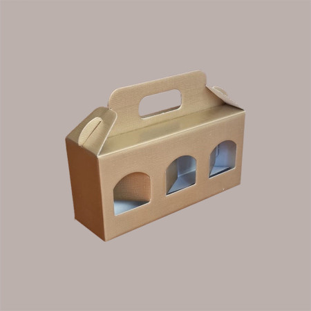 Scatola Astuccio Porta 3 Vasetti Salse Creme in Cartoncino Seta Oro 190x60H90mm 10 Pezzi [1b4803ed]