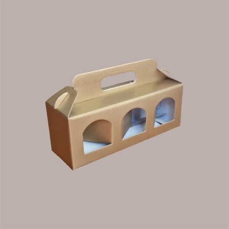 Scatola Astuccio Porta 3 Vasetti Salse Creme in Cartoncino Seta Oro 250x80H90mm 10 Pezzi [09a3d0e9]