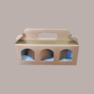 Scatola Astuccio Porta 3 Vasetti Salse Creme in Cartoncino Seta Oro 250x80H90mm 10 Pezzi
