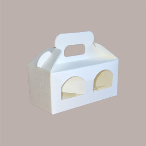Scatola Astuccio Porta 2 Vasetti Salse Creme in Cartoncino Seta Bianco 110x50H50mm 20 Pezzi [8056b9eb]