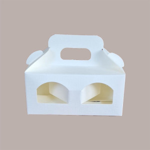 Scatola Astuccio Porta 2 Vasetti Salse Creme in Cartoncino Seta Bianco 170x80H90mm 10 Pezzi