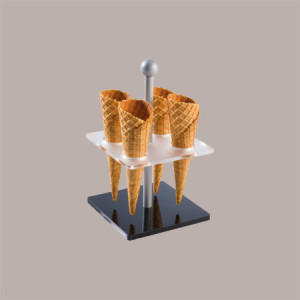 Reggi Coni Gelato da Banco Base Quadrata Nera 4 Fori