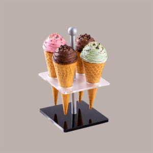 Reggi Coni Gelato da Banco Base Quadrata Nera 4 Fori [e3621534]