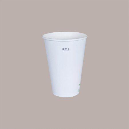 100 Pz Bicchiere Bibita Carta Bianco Biodegradabile Compost 300cc