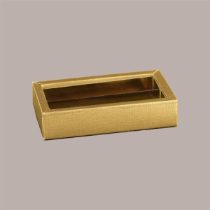 Scatola Porta Cioccolatini e Prodotti Dolciari in Fibra Oro con Fascia 215x145H35 mm 5 Pezzi [ec59c5ad]
