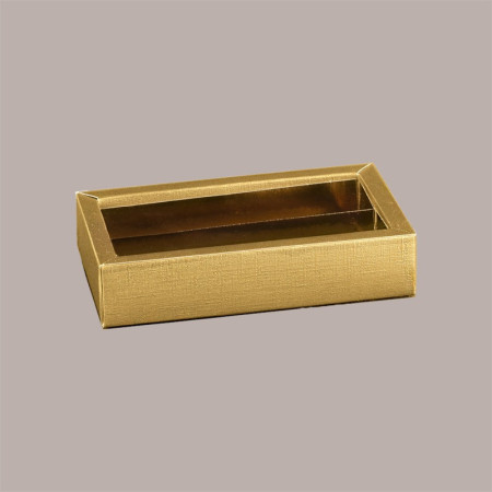Scatola Porta Cioccolatini e Prodotti Dolciari in Fibra Oro con Fascia 215x145H35 mm 5 Pezzi [ec59c5ad]