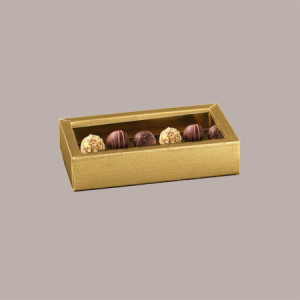 Scatola Porta Cioccolatini e Prodotti Dolciari in Fibra Oro con Fascia 215x145H35 mm 5 Pezzi
