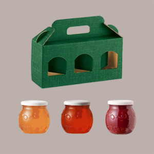 Scatola Astuccio Porta 3 Vasetti Confetture e Creme in Cartoncino Seta Verde 310x100 H90 mm 10 pezzi