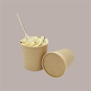 Coperchio Coppa Soup Bucket Colore Avana Neutro per Alimenti Caldi e Freddi 750 cc 50 Pezzi