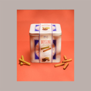 Cialde Arrotolate Ripiene al Gusto di Nocciola e Pistacchio Box Assortito Bussini 400 grammi