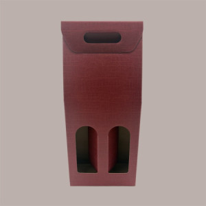 Scatola Porta 2 Bottiglie Colore Bordeaux Effetto Seta 180x90xH420 mm 10 Pezzi
